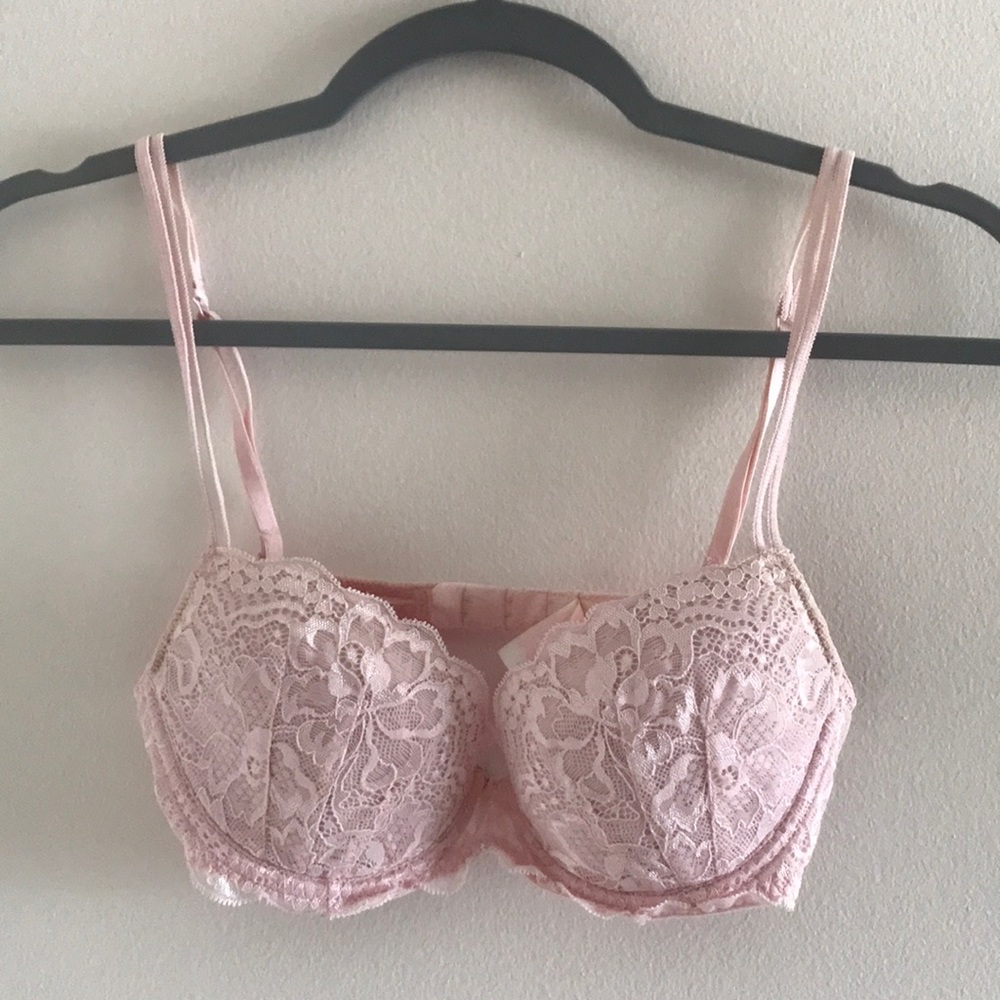 VS Pink Lightly Lined Lace Demi Bra 32C